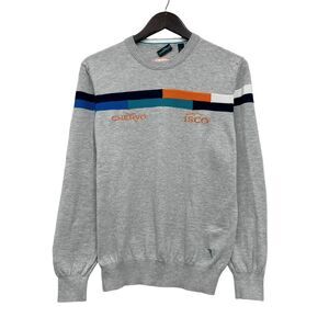 Chervo Men's Crewneck Sweater Manhattan Woods Golf Club ISCO‎ Gray Striped M euc